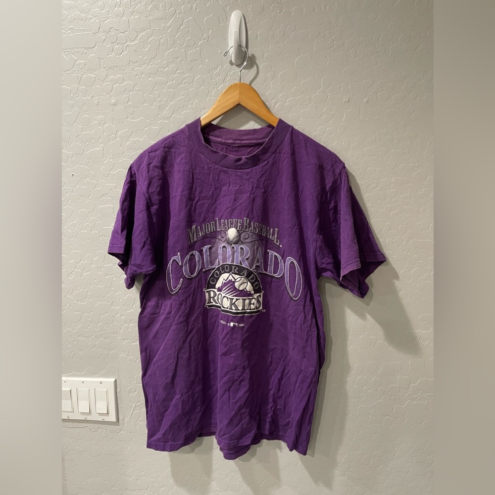 Vintage Logo 7 Colorado Rockies Baseball Shirt‎ Size Medium